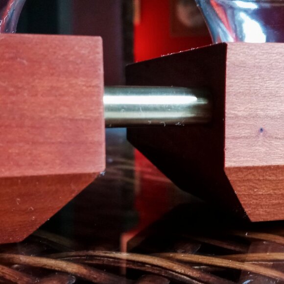 1-of-a-kind Finely Crafted Handsome Handmade Cherry Wood & Brass Tealight Holder - Picture 2 of 9